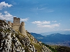 View of Rocca Calascio and in the background the Majella