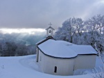 Snow-clad San Pietro Chapel