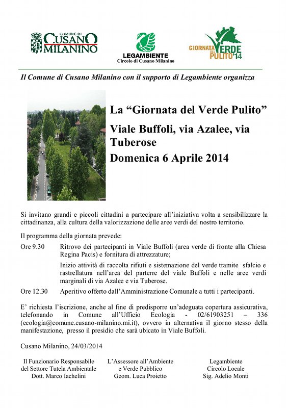6 aprile 2014 'Giornata del verde pulito' a Cusano Milanino, nelle aree del Parco