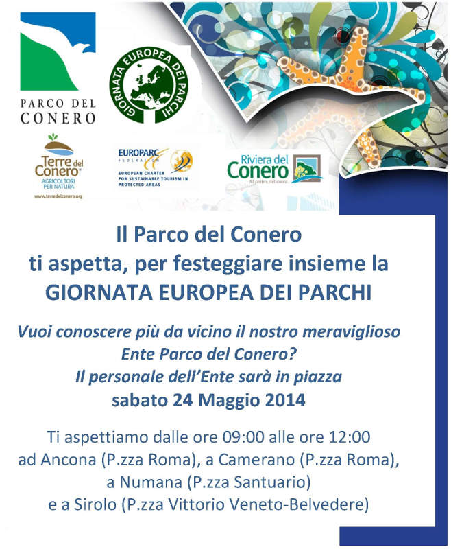 Il Parco del Conero sarà nelle piazze dei Comuni di Ancona, Camerano, Numana e Sirolo, in occasione della Giornata Europea dei Parchi