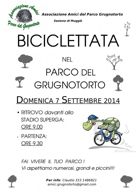 Domenica 7 settembre 2014 'Biciclettata' dell'Associazione Amici del Parco Grugnotorto di Muggiò