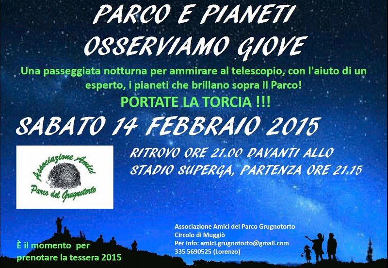 Sabato 14 febbraio 2015 iniziativa degli Amici del Parco Grugnotorto - circolo di Muggiò (L'iniziativa è stata rinviata a data da destinarsi)