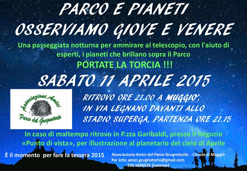Sabato 11 aprile 2015 iniziativa degli Amici del Parco Grugnotorto - circolo di Muggiò