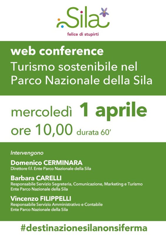 Web conference con la Rete d'Imprese Destinazione Sila sul tema del turismo sostenibile - 01 aprile 2020