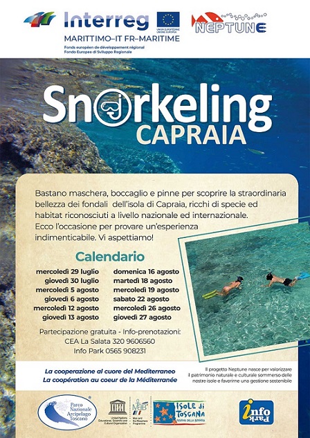 Snorkeling  all’Isola di Capraia  con il progetto Interreg Neptune 