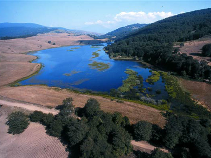 Aerial view of Biviere di Cesarò Lake
