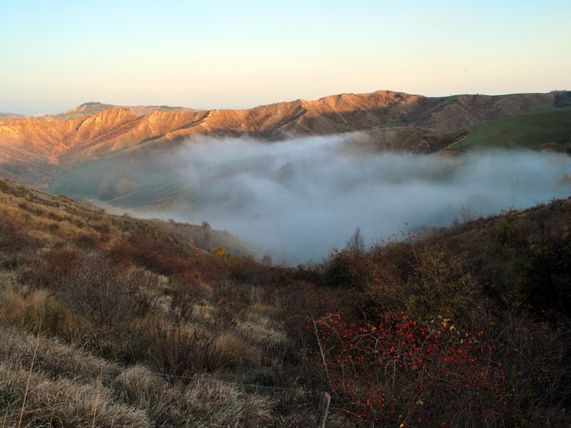 Badlands aus dem Plio- und Pleistozän zwischen dem Tal Lamone und dem Tal Sintria