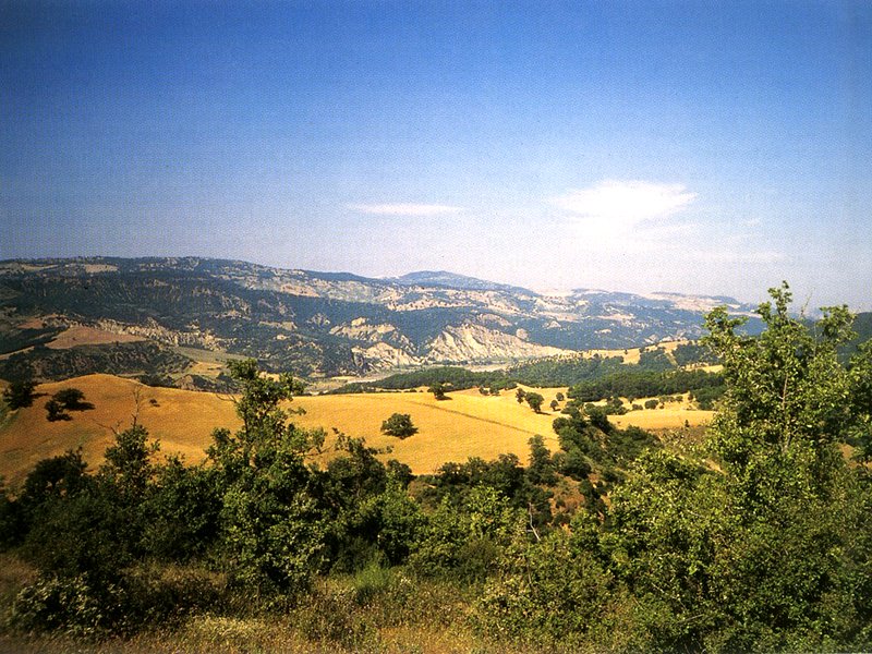 Das Tal von Sauro vom Heiligtum von Serra Lustrante gesehen